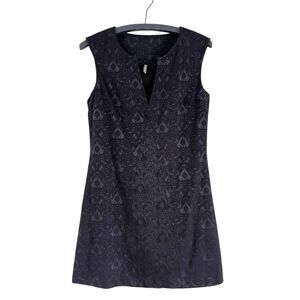 NAF NAF Black Brocade Sleeveless Mini Shift Dress LBD